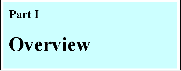 Text Box:   
  Part I


 Overview



