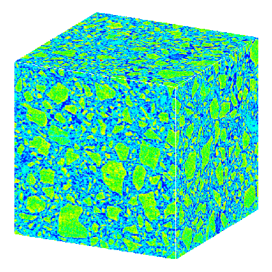 Volume rendering of a cement paste sample.