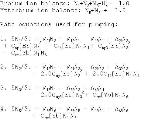 Er/Yb ionic rate equations