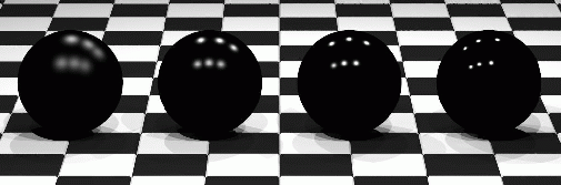 Figure 8 (top): Four spheres rendered ignoring indirect illumination