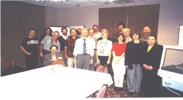 Left to right: Front row: Bernard Rous,
Peter Denning, Christine Montgomery, Lorrie Cranor, Carol Hutchins, Nhora
Cortes-Comerer.  Second row: Marvin Israel, Mark Mandelbaum, Jacques Cohen,
Gio Wiederhold, Joseph DeBlasi, Peter Wegner, Hal Berghel.  Third row:
(?), Ron Boisvert, (?), David Wise, Jim Cohoon.