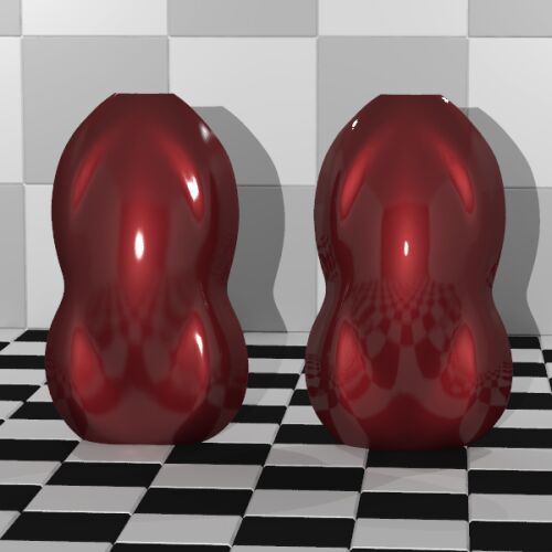 Figure 17: Two automotive shells with 20 degree specular gloss of 10 and 60