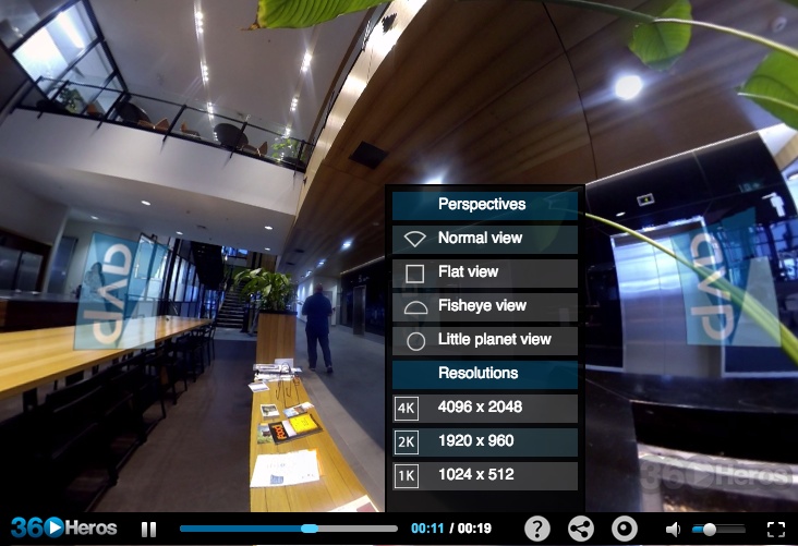 frame from video shot at CSIRO with 360Heros projection menu